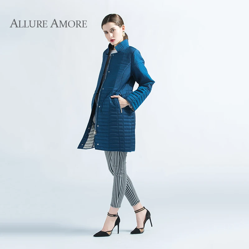 Новинка, модная женская хлопковая куртка, ветрозащитная парка, тонкая женская длинная Весенняя женская куртка, пальто, Офисная Женская парка Allure Amore - Цвет: blue 26