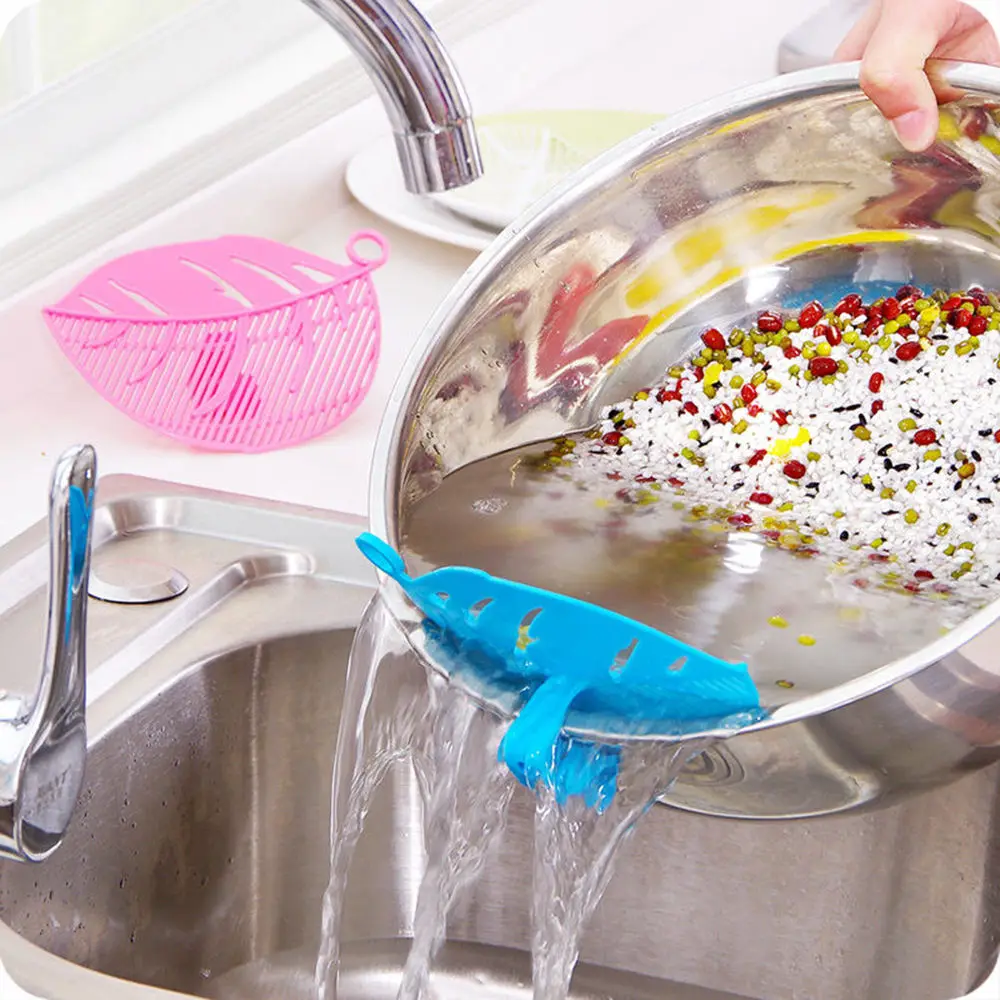 

1PC Leaf Shape Durable Clean Rice Wash Sieve Beans Peas Cleaning Gadget Kitchen Clips Fruit & Vegetable Tool Free Ship