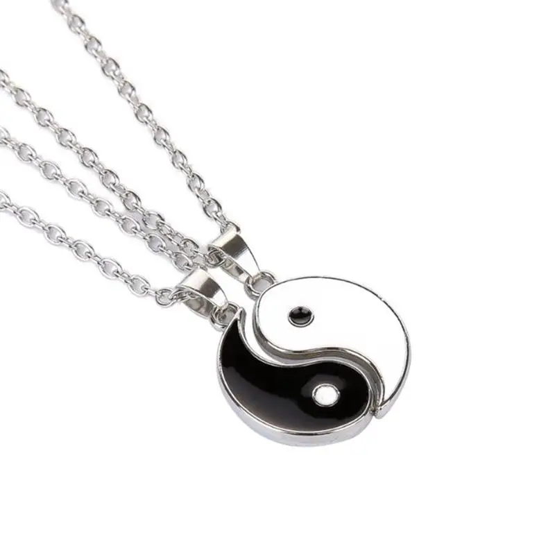 Черно-белый эмалированный Тай Чи Инь Ян сплетни кулон ожерелье для лучших друзей BFF Чокер Ожерелье для мужчин женщин влюбленных вечерние подарки