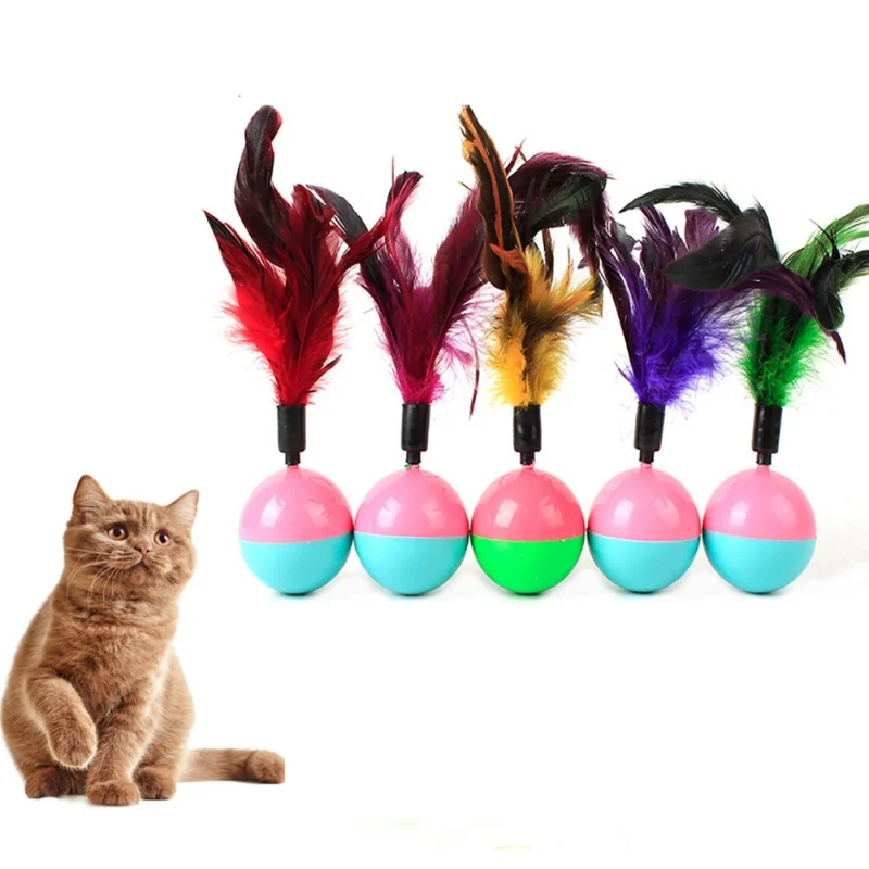 

Funny Cat Kitten Play Dolls Tumbler Ball Pet Cat Toys Interactive Feather Teaser Cat Toys Pet Cat Supplies