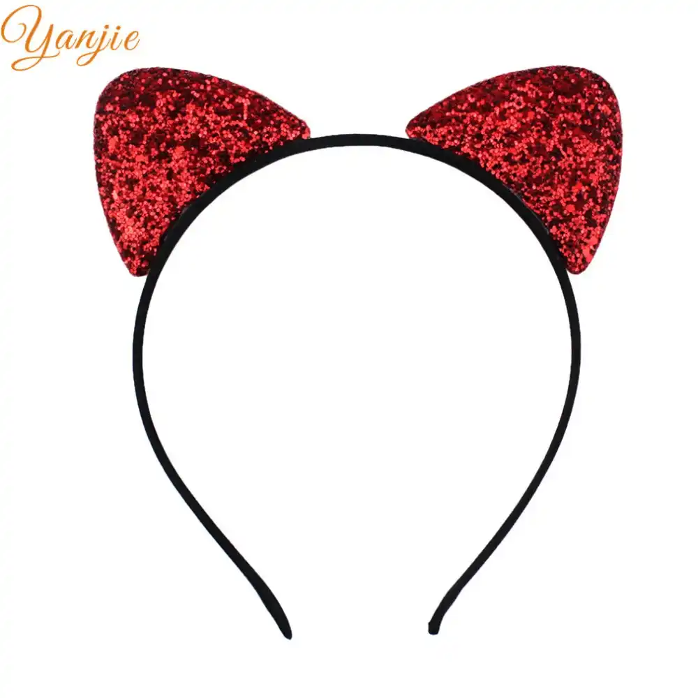 Glitter Chunky Leather Cat Ears Hair 