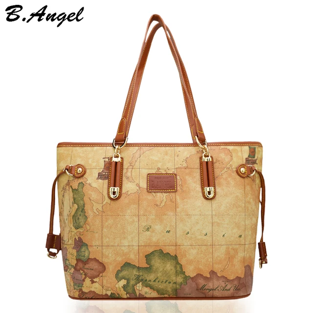 Vintage world map women bag luxury handbags women bags designer women