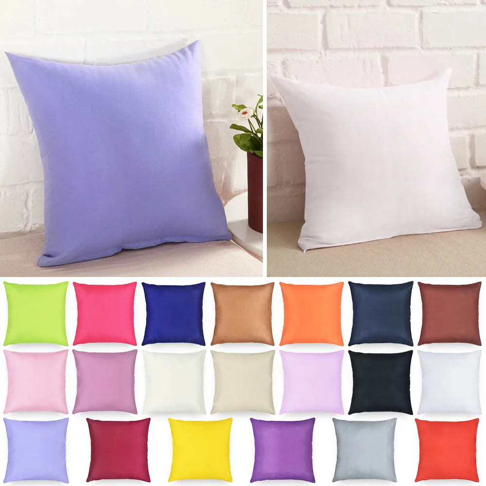 

Urijk 1pc 40x40cm Solid Candy Color Pillow Case Solid Color Polyester Throw Pillow Case Decorative Pillowcases Cover Living Room