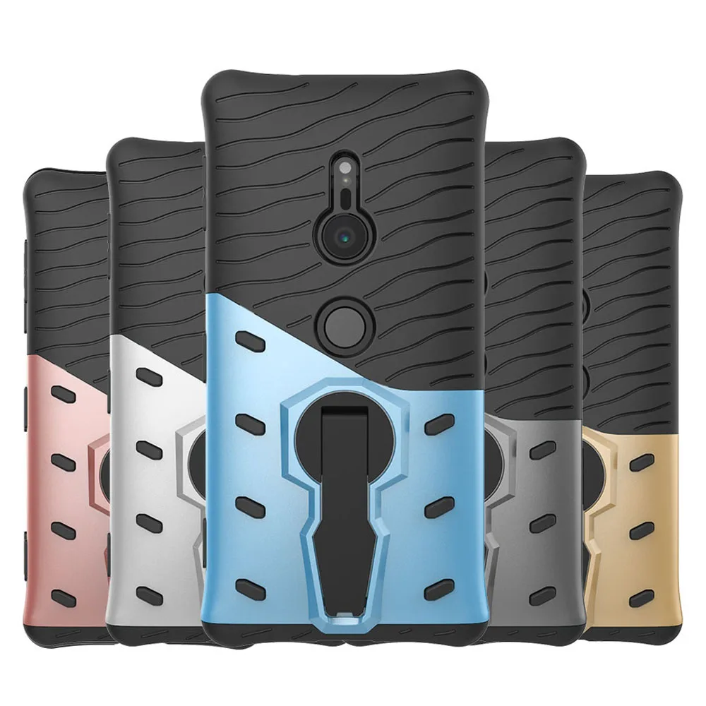 

For Sony Xperia XZ2 H8216 H8266 H8296 Dual Layer Hybrid Armor Case With Rotate Kickstand Anti Shock/Scratch/Dust Hard Back Cover