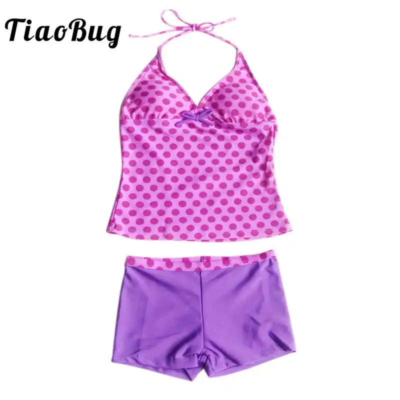 pink polka dot bathing suit