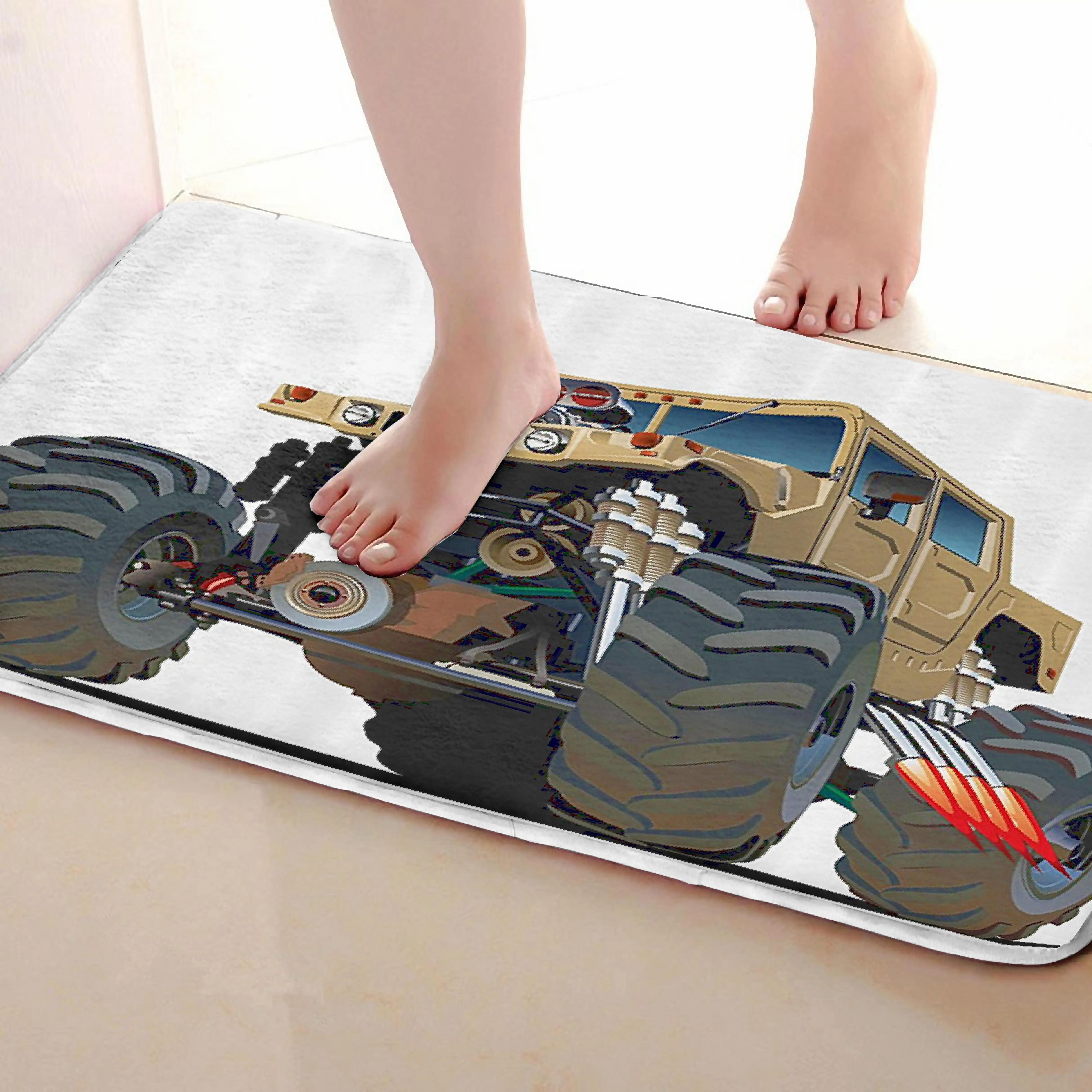 SUV Стиль Коврик для ванной комнаты, смешной Противоскользящий коврик для ванной, занавески для душа s аксессуары, соответствующие вашей душевой занавеске