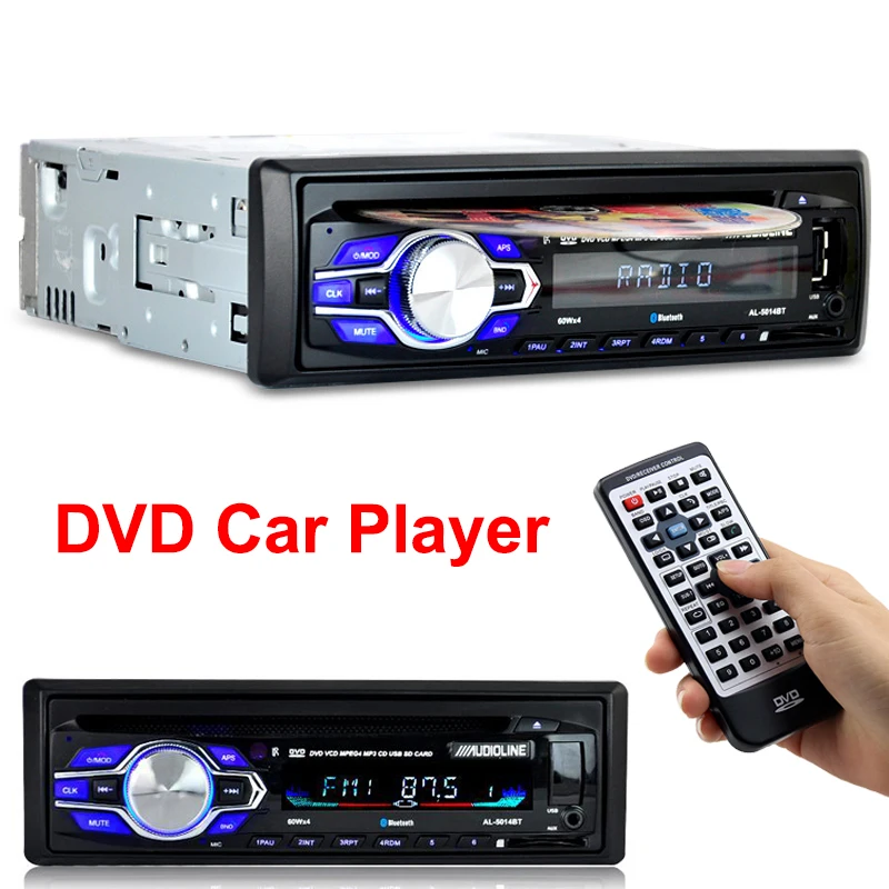 Radio Car DVD Player Automotivo 1 Din 12V Bluetooth Autoradio Audio Auto Stereo USB AUX DVD VCD CD MP3 SD Card Radios Para Carro