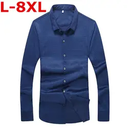Большие размеры 8XL 7XL 6XL 5XL 2018 Новый Для мужчин Рубашки в клетку с лацканами досуга молодежи Колледж студент с длинными рукавами Мода и отдыха