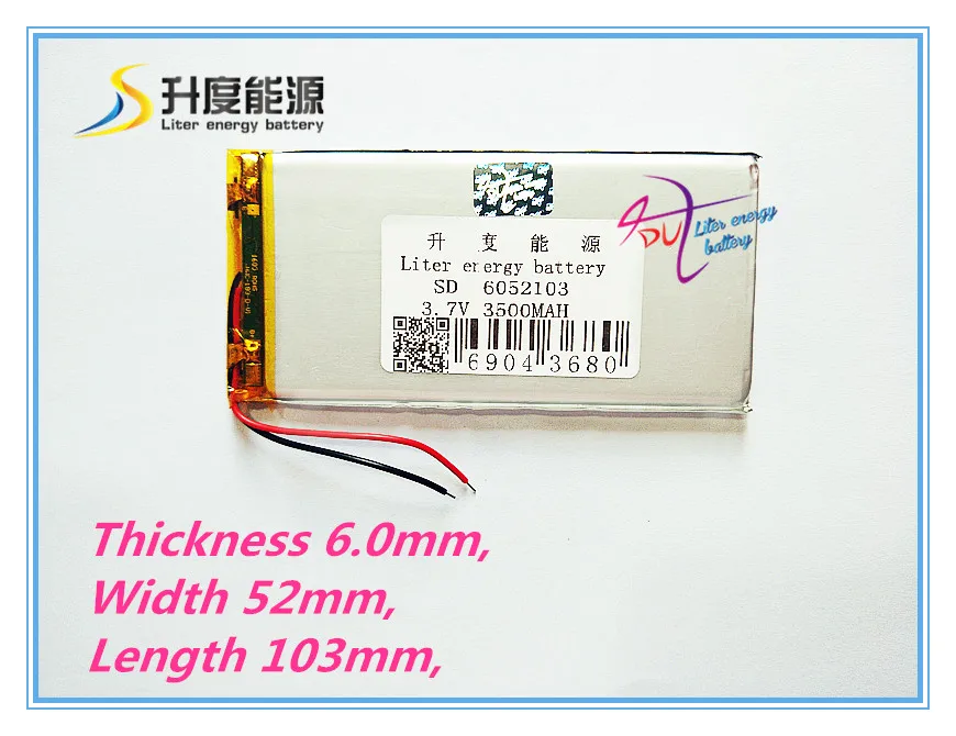 Бесплатная доставка 6052103 3 7 V 3500mAh литиевая полимерная аккумуляторная батарея 6MM *