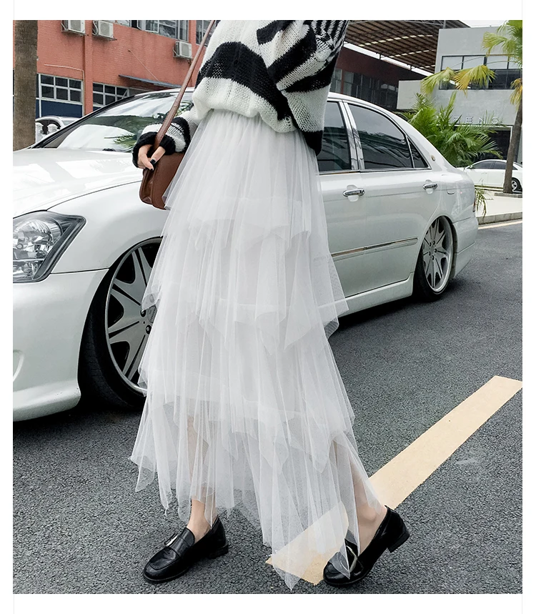 Jupe femme Лето faldas mujer moda новая Корейская Высокая талия юбка Милая сетка тонкие гофрированные юбки Женская Нижняя юбка в стиле "Лолита"