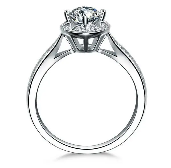 1CT роскошные украшения для влюбленных чистый стерлингового серебра 925 круглое сечение белый 5A CZ цирконий праздничный свадебный Венчальный кольцо в форме сердца подарок