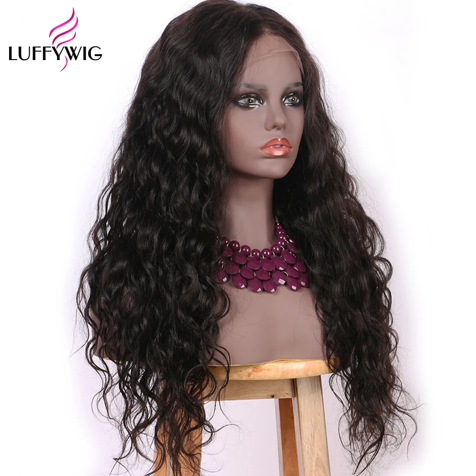 LUFFYHAIR 150% плотность синтетические волосы на кружеве парик бразильский не Реми человеческие волосы 13x6 глубокий пробор спереди кружево