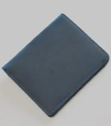Blue Мужской кошелек SIMLINE из натуральной коровьей кожи, Ретро стиль, ручная работа, Crazy Horse, Воловья кожа, короткие тонкие кошельки, кошелек, кредитный держатель для карт для мужчин - Цвет: Blue