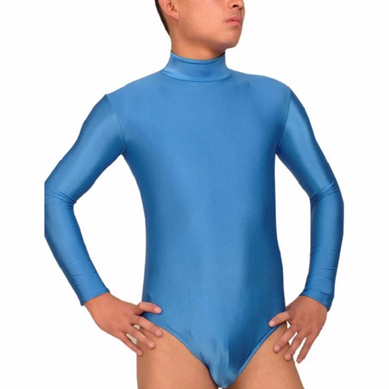 Mens  Long Sleeve  Mock Neck   Leotard  (1)