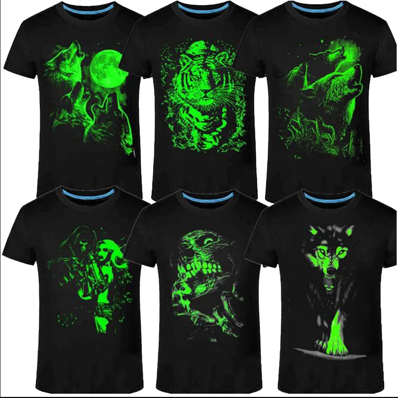 3D man T shirt Leisure Fluorescent 
