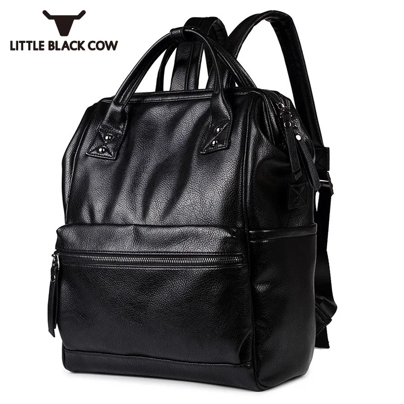 

Large Capacity Casual Backpack High Quality PU Leather Male Backpack Business Male Laptop Bags Teenagers Travel Black Backpack