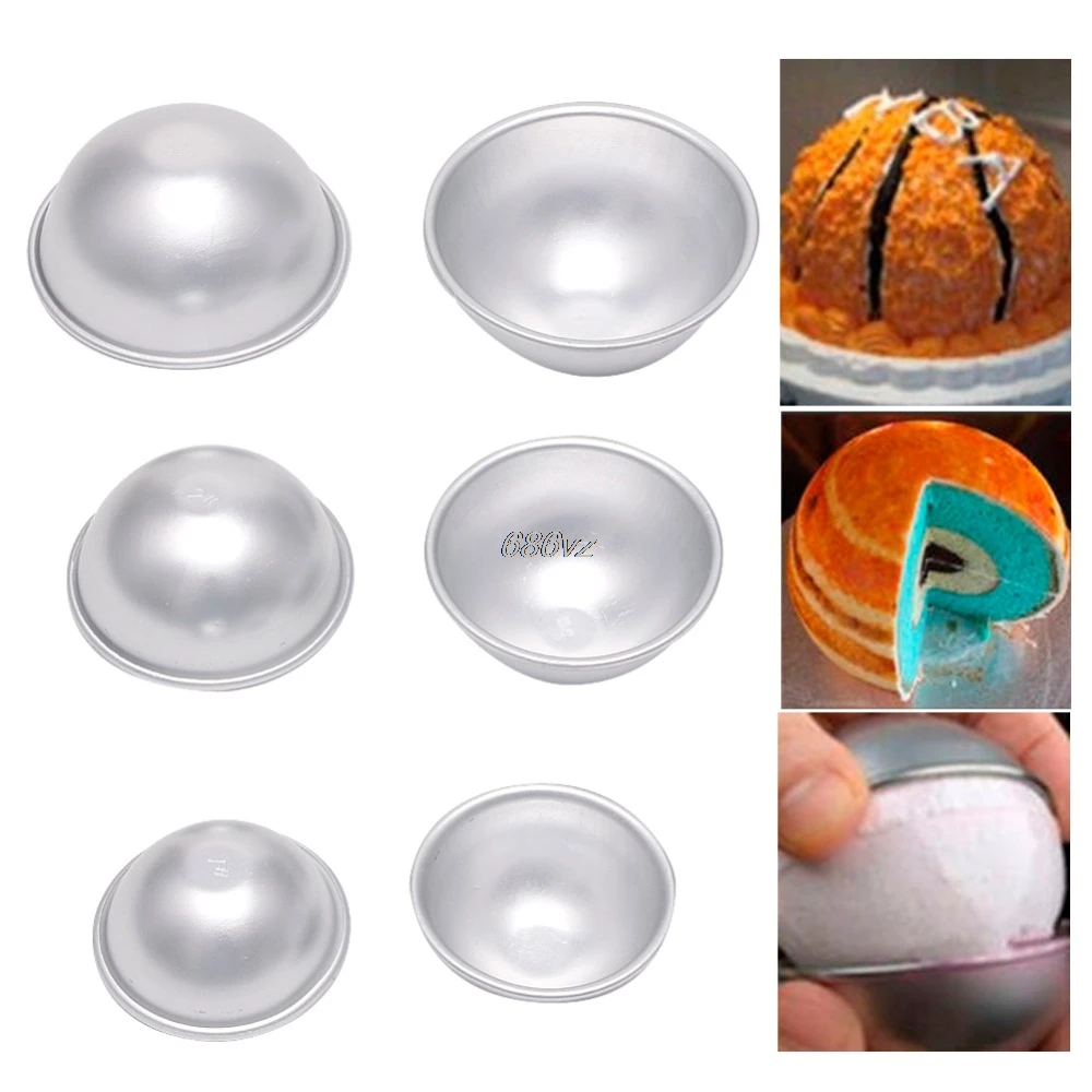 

2Pcs Ball Aluminum Semicircle Bath Sphere Bomb Cake Pan Mold Baking Pastry Mould N27 Drop Ship