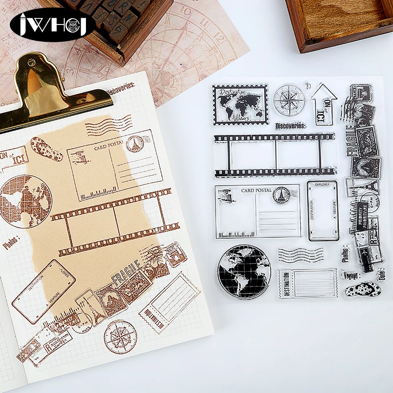 

Travel the world envelope stamp silicone transparent soft stamps for scrapbooking Handmade card diy stamp Photo Album Craft gift