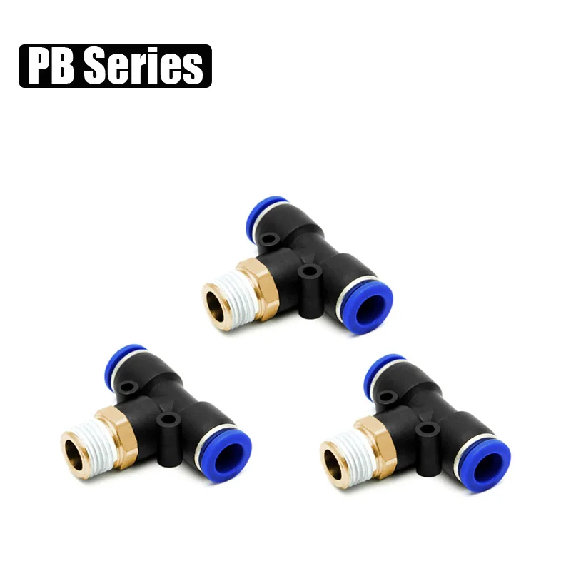 

T Shape OD 4/6/8/10/12mm Hose Tube *M5 1/8" 1/4" 3/8" 1/2" BSPT Male Thread Air Pneumatic Connector Quick Fitting
