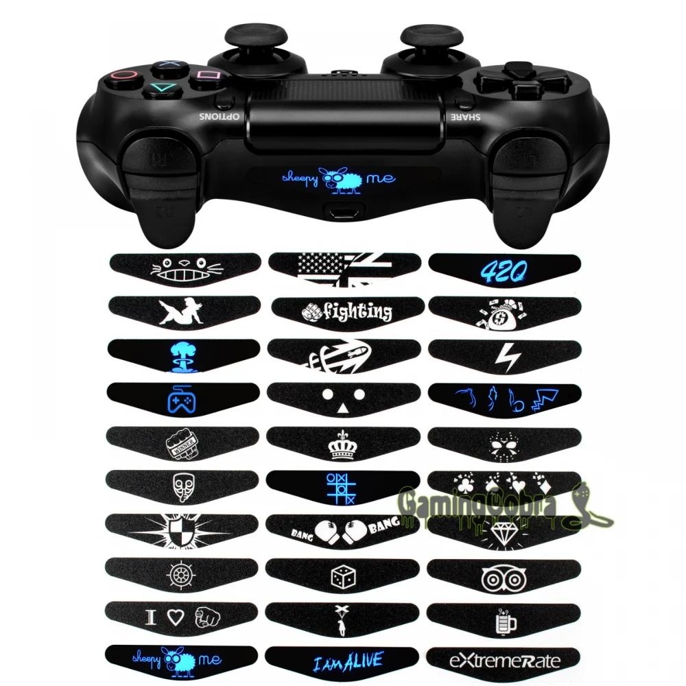 

30 Sets Led Light Bar Decorated Cover Decal Stickers for PS4 Slim Pro Game Controller
