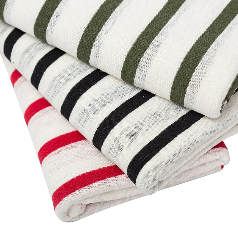 Тонкая льняная ткань полосатая трикотажная для футболок 50*170 см K302667|fabric for|blended