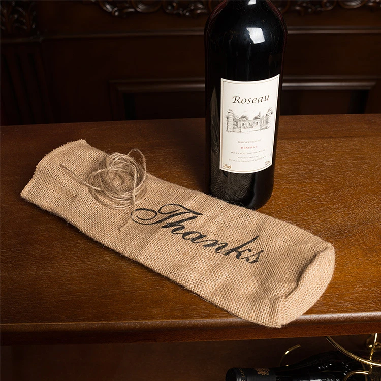Funda para botella de vino, bolsa de regalo de arpillera de yute rústico, decoración de boda, gracias, de fiesta de Accesorios de Vino|Decoraciones DIY de fiestas| - AliExpress