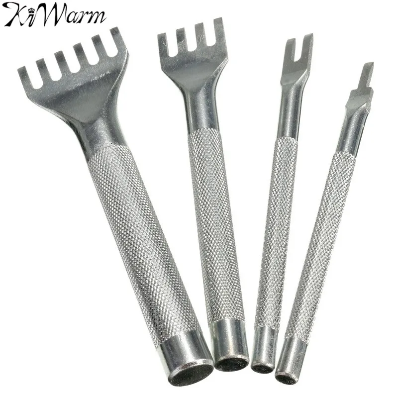 KiWarm 4 Style Professional Steel Leather Craft Hole Punch Tools