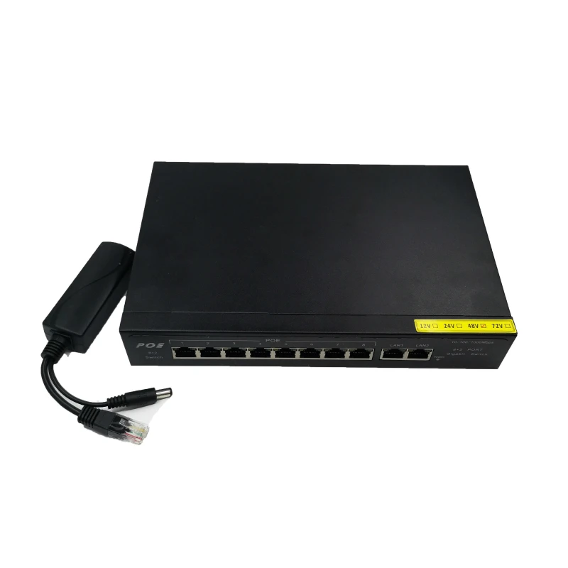 POE 48 v 10 порт гигабитный Неуправляемый коммутатор POE 8*10/100 Мбит POE poort; 2*10/100/1000 Мбит/с UP Link poort; NVR poort 280 м - Цвет: switch-plus-8PD