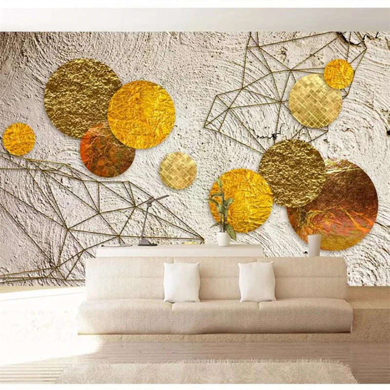 Beibehang personalizado papel de 3d foto oro círculo constituyen moderno minimalista de la pared de fondo de papel de parede