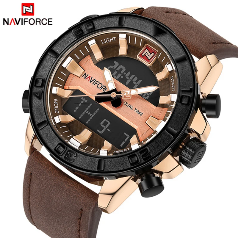 

NAVIFORCE Brand Men Sport Watches Men's Quartz Analog Waterproof Clock Male Leather Army Military Wrist Watch Relogio Masculino