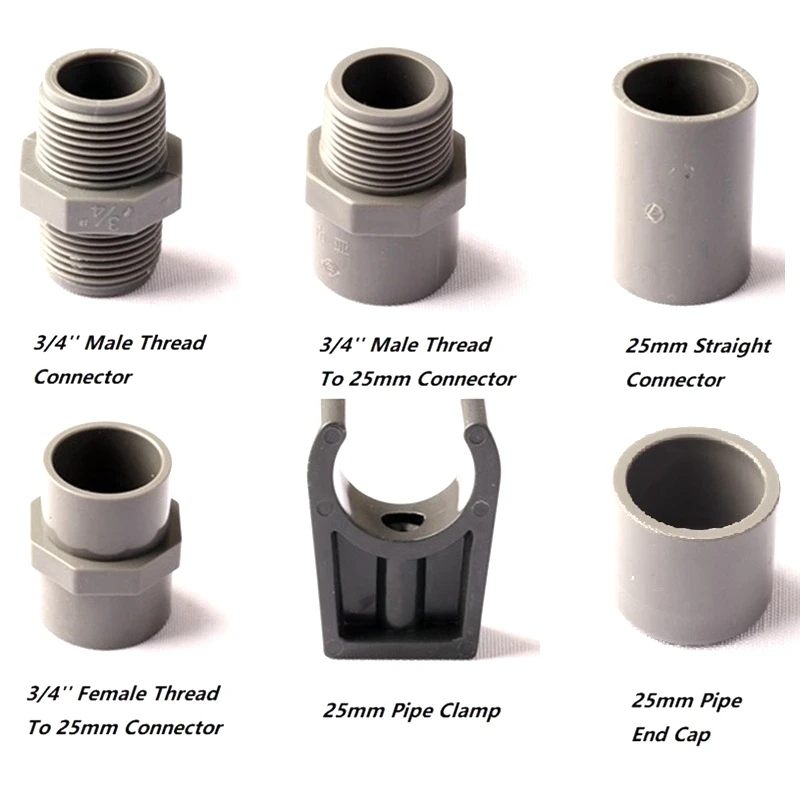 3/4 дюйма 25 мм ПВХ трубы локоть тройник соединители высокого качества микро орошения водопровод резьба соединитель зажим для аквариумного шланга фитинги