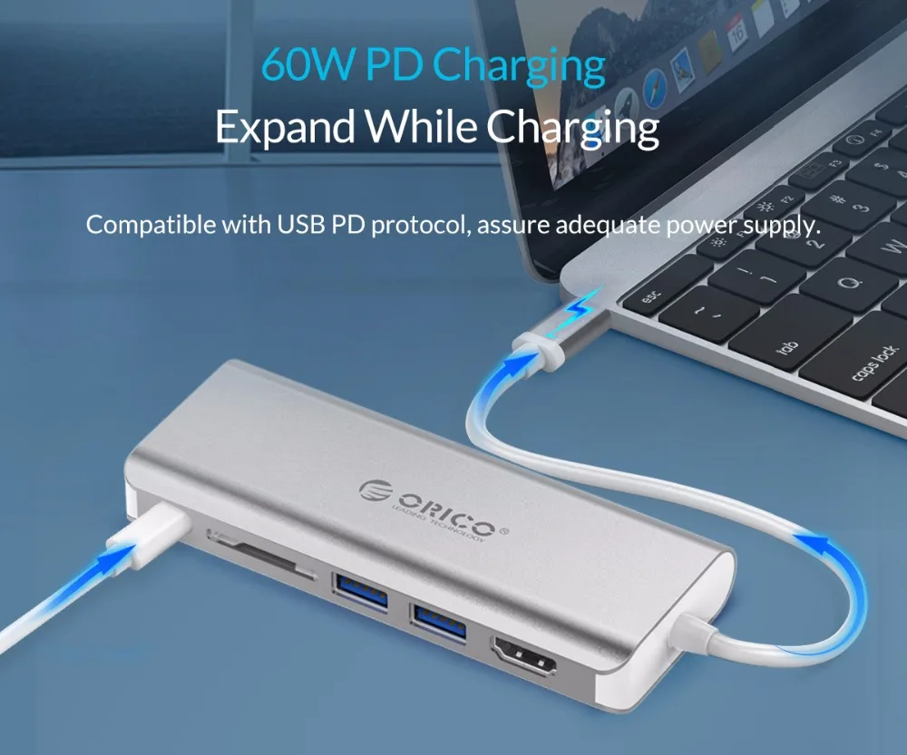 ORICO USB C концентратор type C-HDMI RJ45 VGA для MacBook samsung HUAWEI type C USB 3,0 концентратор 15 см usb-хаб