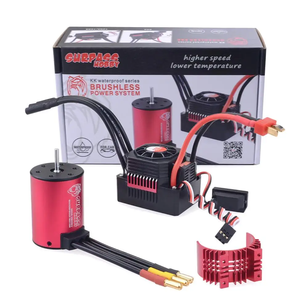 

SURPASSHOBBY KK Waterproof Combo 3650 Brushless Motor 3100kv w / heatsink 60A ESC for RC 1/10 GTR / Lexus 3S RC Drift Racing Car