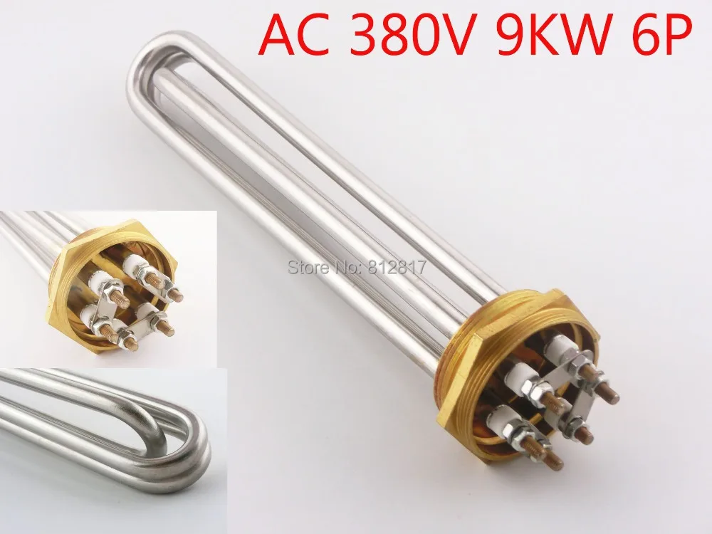 Terminals Water Boiler Heating Element 3U Tube Heater AC 380V 9KW 6Pin