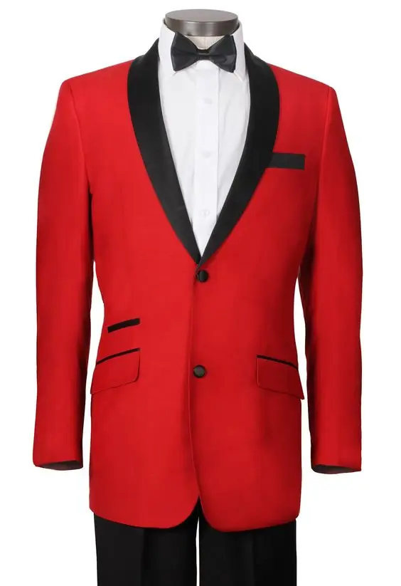 

Men's red Suits with black satin notch lapel Mens Slim Fit Tuxedos Groom Tuxedos Groomsmen Mens Wedding Suits(Jacket+Pants+Tie)