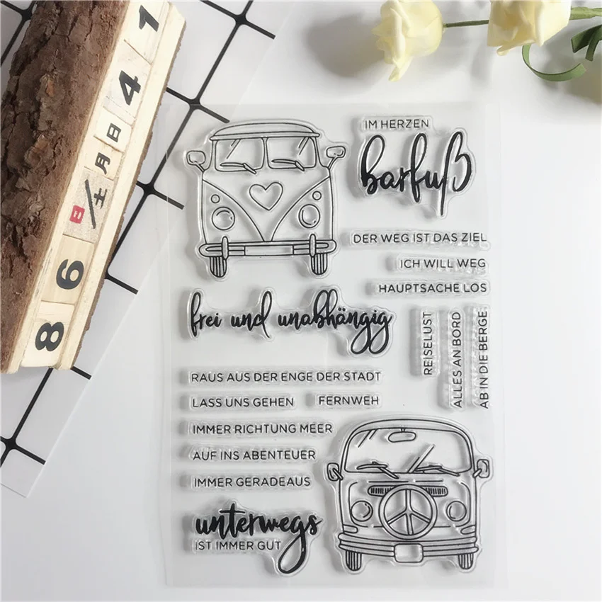 

German Clear Stamps Scrapbooking/Sentiment Stamps Fairy Rubber New 2019 Card Making Bullet Journal Text And Car Sweet Stamp 173