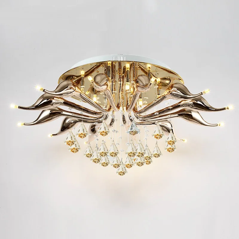 

Simple modern living room LED Ceiling Lights modern designer light creative bedroom Crystal swan ceiling lamp LU71238 -YM