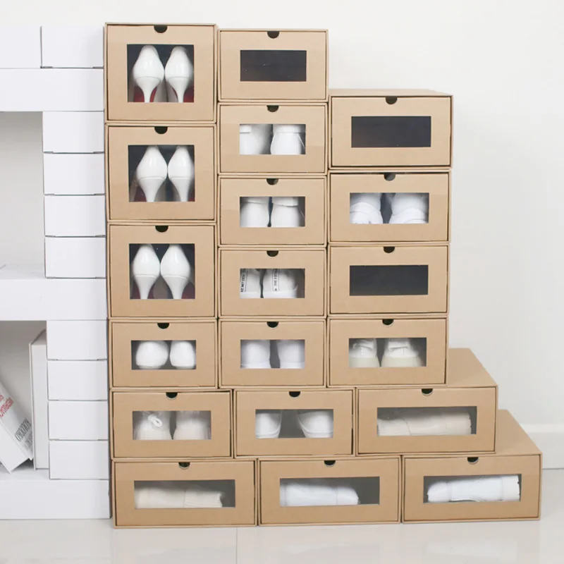 

Nordic Kraft Paper Box Paper Shoes Box Brown Intelligent Paper Dorms Cabinets Organizing Family School Durable Sturdy