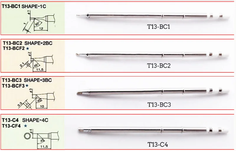 Gudhep T13-K B Soldering Iron Tips for FM2026 Nitrogen Soldering Iron FX950 FX951 FM203 FX780 FX790 Soldering Station