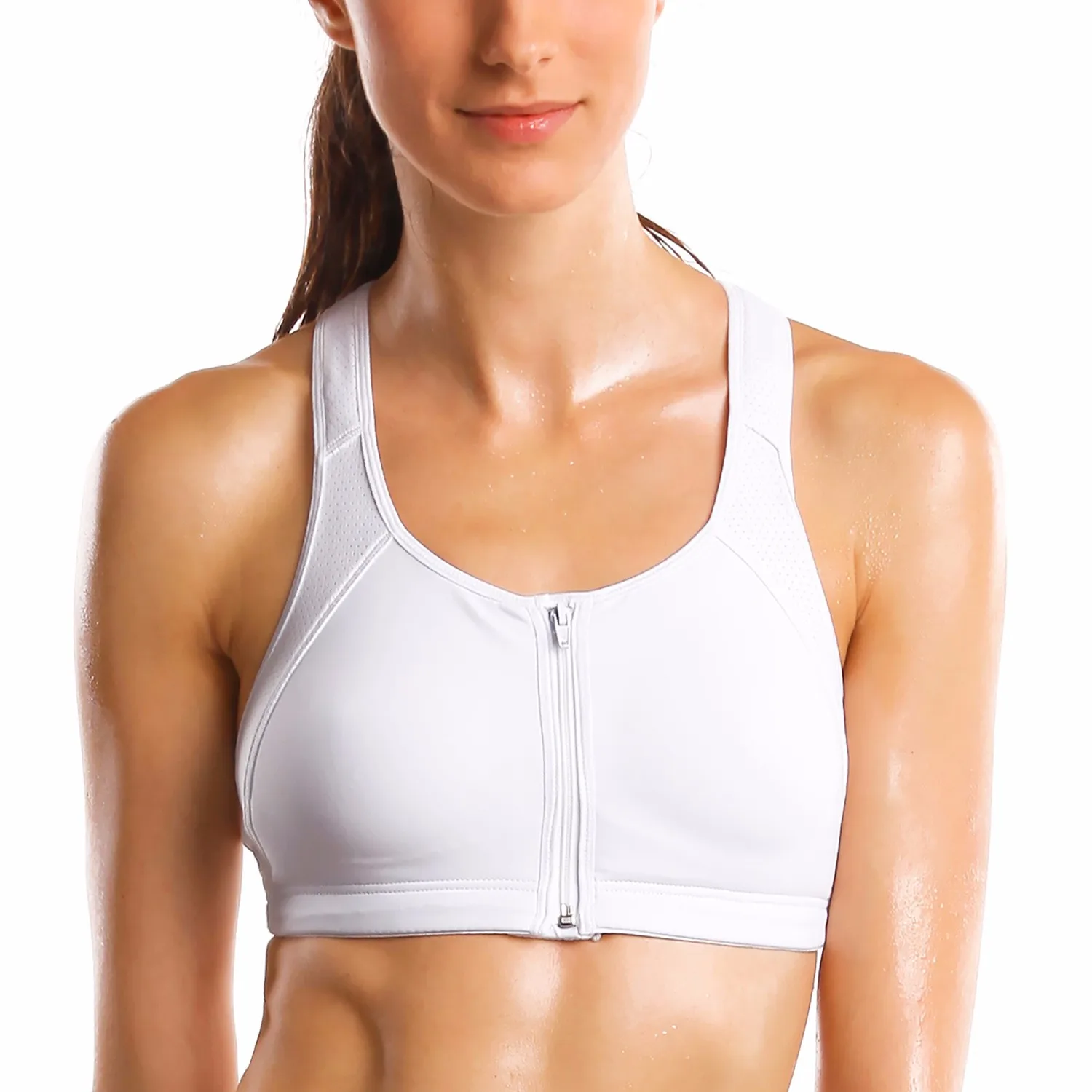 Women s Zipper Front Wire Free Non Padded Racerback Tech Pro font b Sports b font