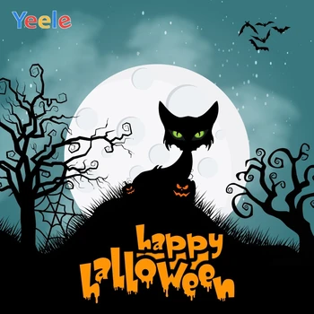 

Yeele Haloween Party Punpkin Lantern Cat Branch Photography Backdrops Personalized Photographic Backgrounds For Photo Studio