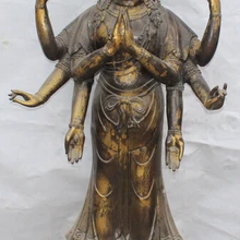 Zhaomeirui7++ 5" Огромный Китайский Бронзовый 3 Головы 8 Руки Namgyalma Ushnishavijaya Статуя Будды