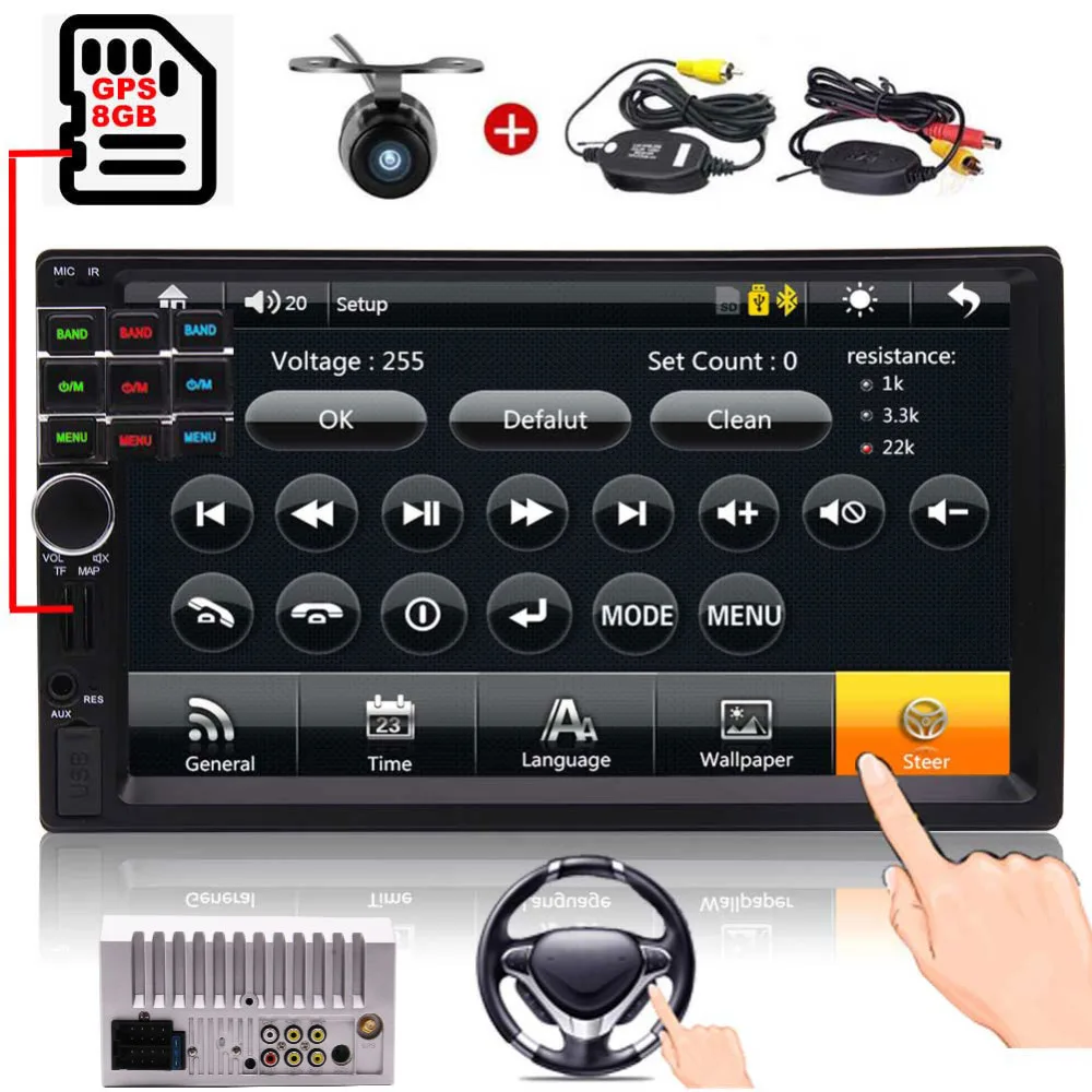 

FM Transmitter AM USB TF Headunit Video Player for 2 Din HD Digital Touch Screen 7inch Receiver Bluetooth GPS Car PC Bluetooth