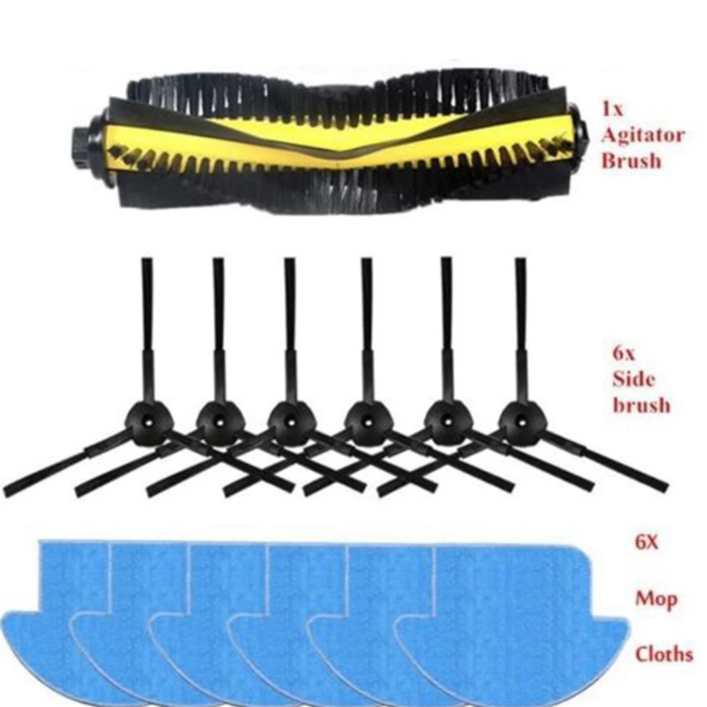 

13pcs Replacement Parts for ILIFE V7 / V7S Pro Robot Vacuum Cleaner 1 * Main Brush + 6 * Side Brushes + 6 * Mop Cloth Pad
