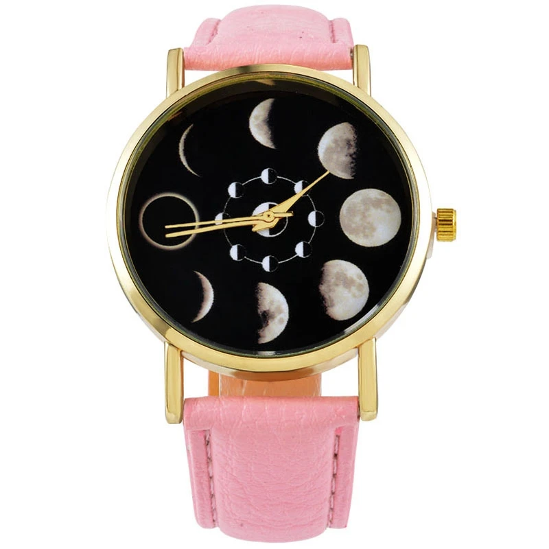 Новинка, элегантные винтажные модные часы для влюбленных, простые трендовые часы для женщин, лучший подарок, карта Луны, крутой режим, часы