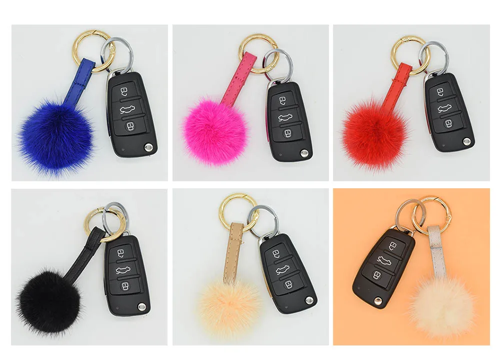 mink fur ball keychain colors 2