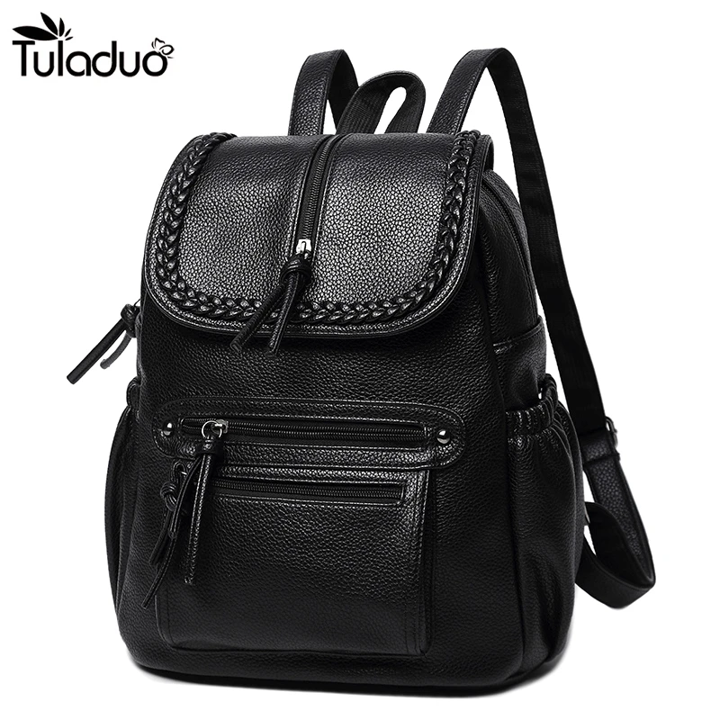 Mochilas lisas para niñas con borlas y cierre de cremallera mochila Cute Leathet mochilas escolares para adolescentes bolso para estudiantes niños|schoolbags for teenagers|backpack tasselblack - AliExpress