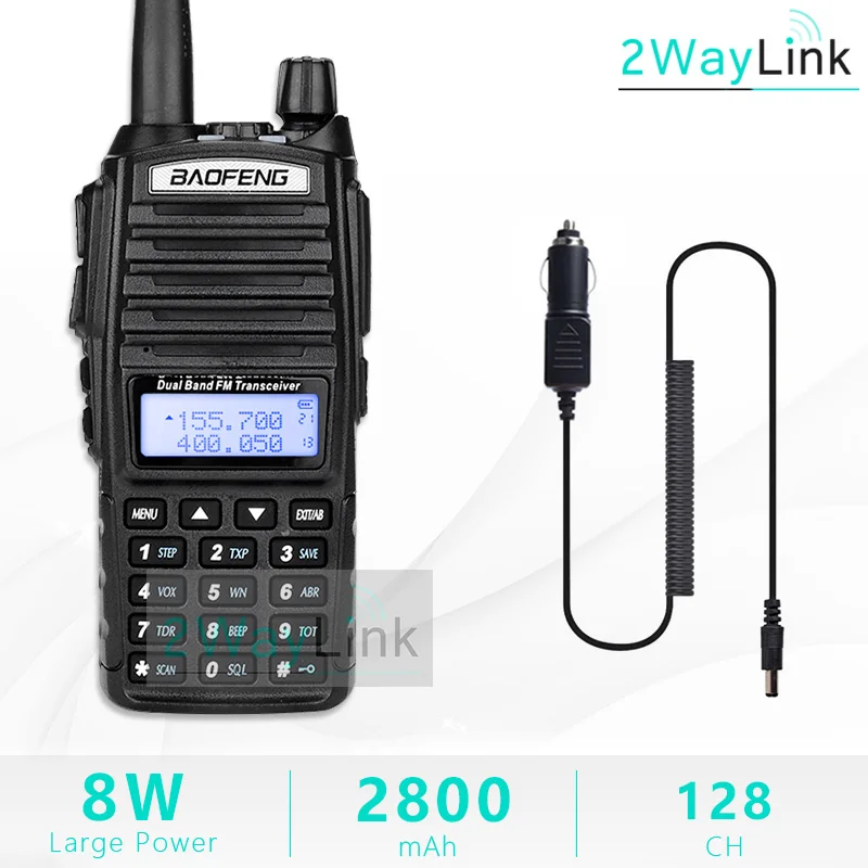 BaoFeng UV-82 рация 8 Вт U/V Baofeng UV 82 гарнитура рация 10 км Baofeng 8 Вт Радио uv 9r ham радио 10 км - Цвет: Add 12V car charger