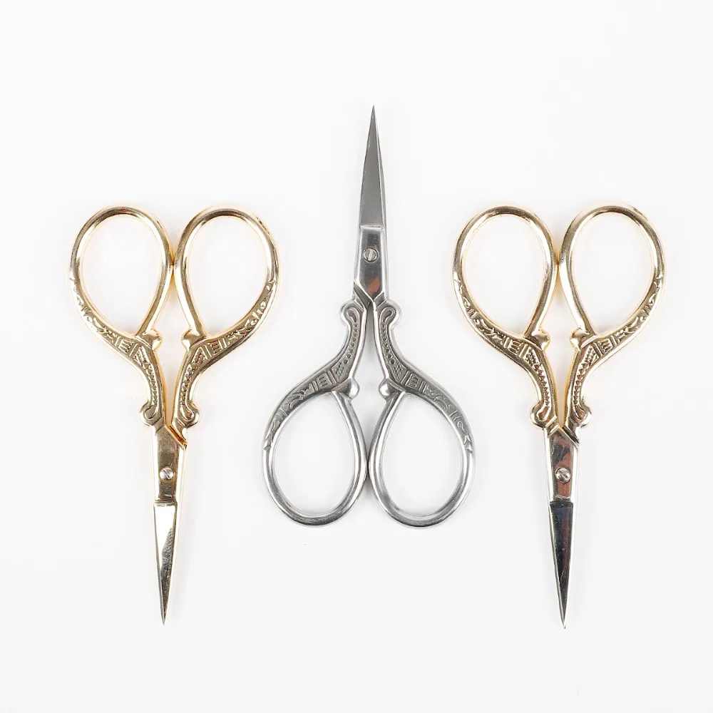 

1pc European Style Sewing Scissors Gold Stainless Steel Tailor Scissor For Needlework Embroidery Household Sewing Tools