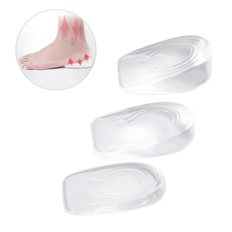 

3 Pairs Clear Heel Insert Height Increase Gel Insoles Invisible Heel Lift (Increased by 1cm/2cm/3cm for Man, 1pc for Each Size)
